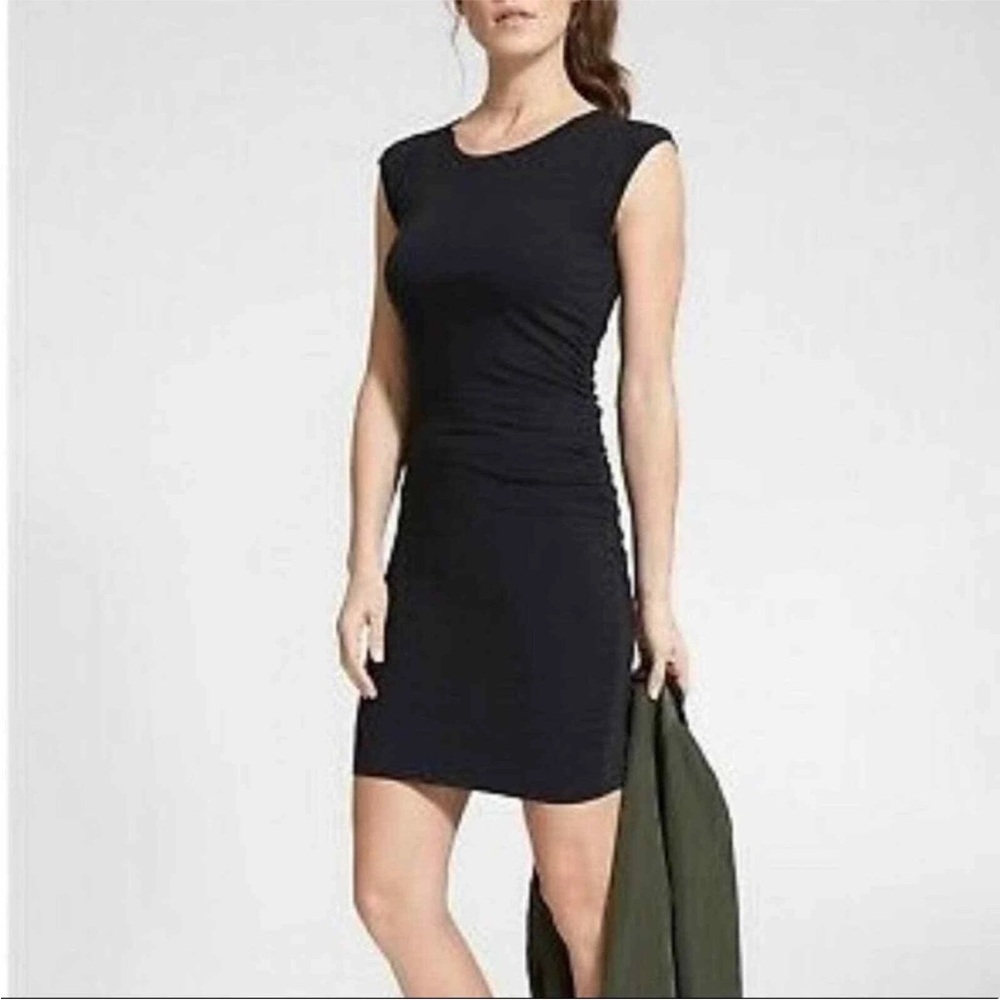 Athleta Apres Navy Side Ruched Dress Size Small